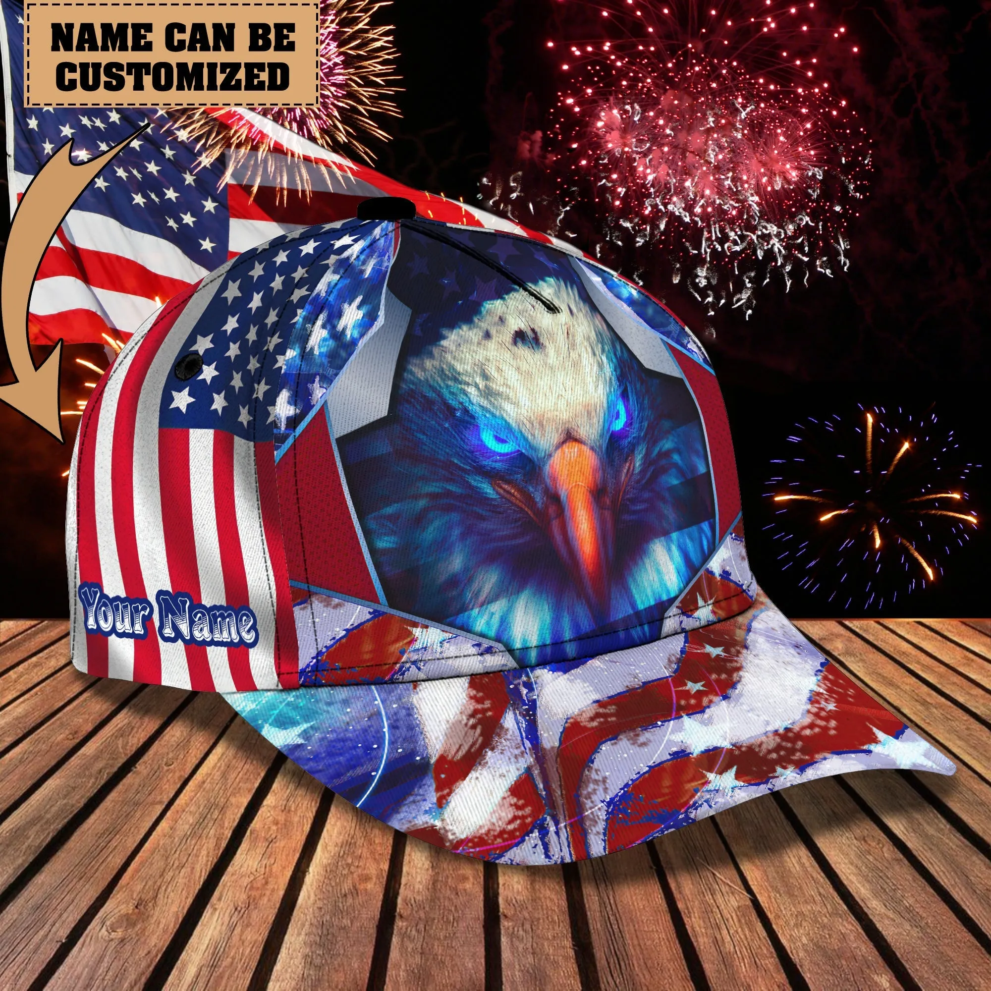 3D Classic Cap America Egagle Personalized Name Cap 04 Namashops