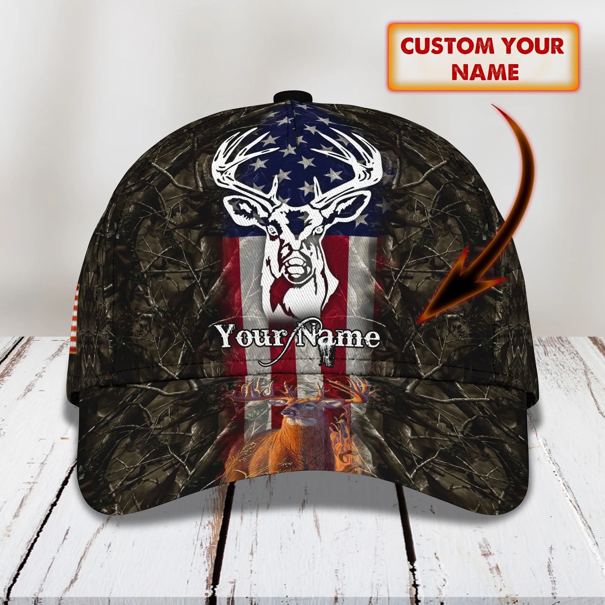 3D Classic Cap American Deer Hunting 2Personalized Name Cap Namashops