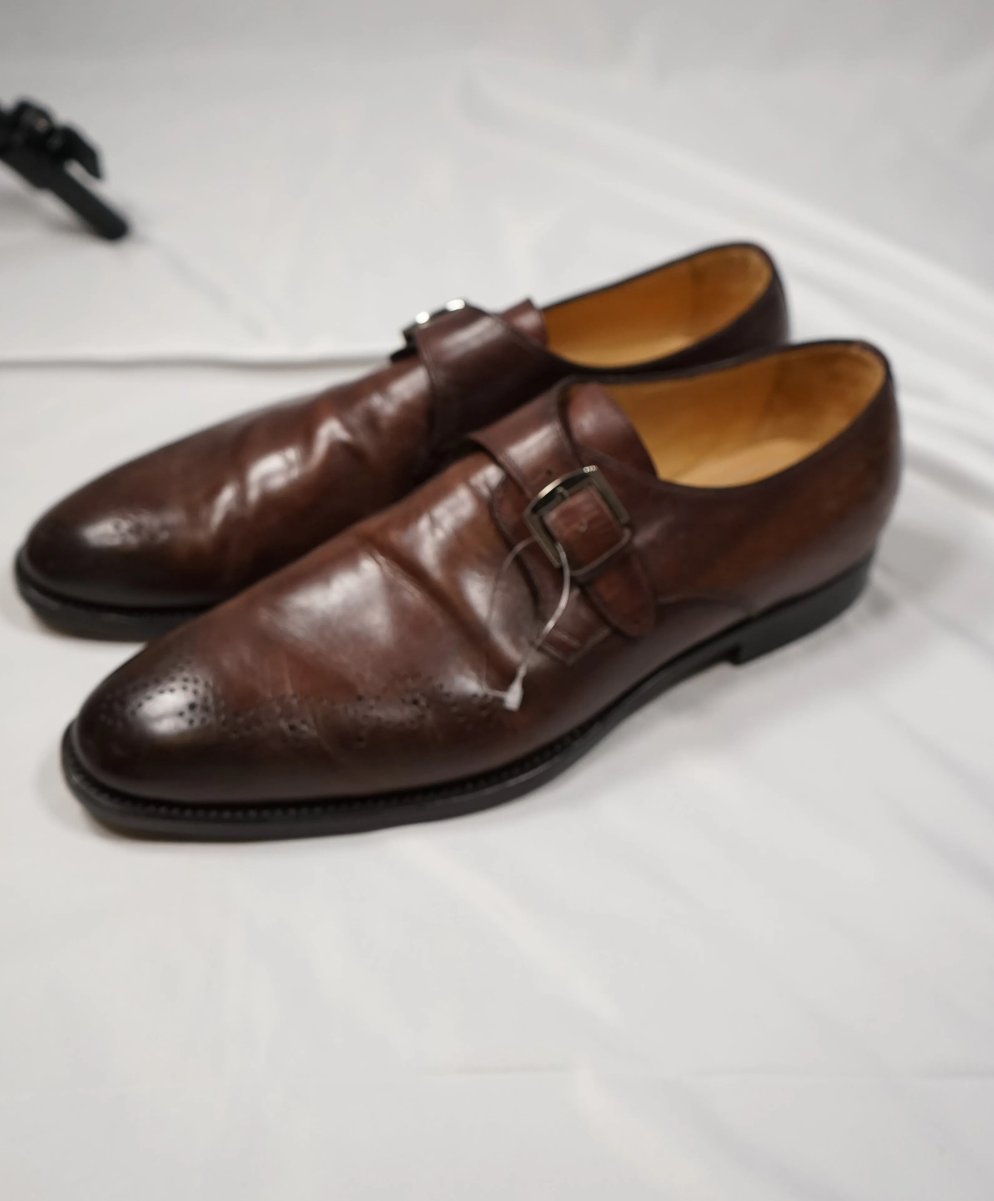 $995 KITON - Brown Brogue Single Monk Strap Loafers RARE!! - 10.5US 2017!