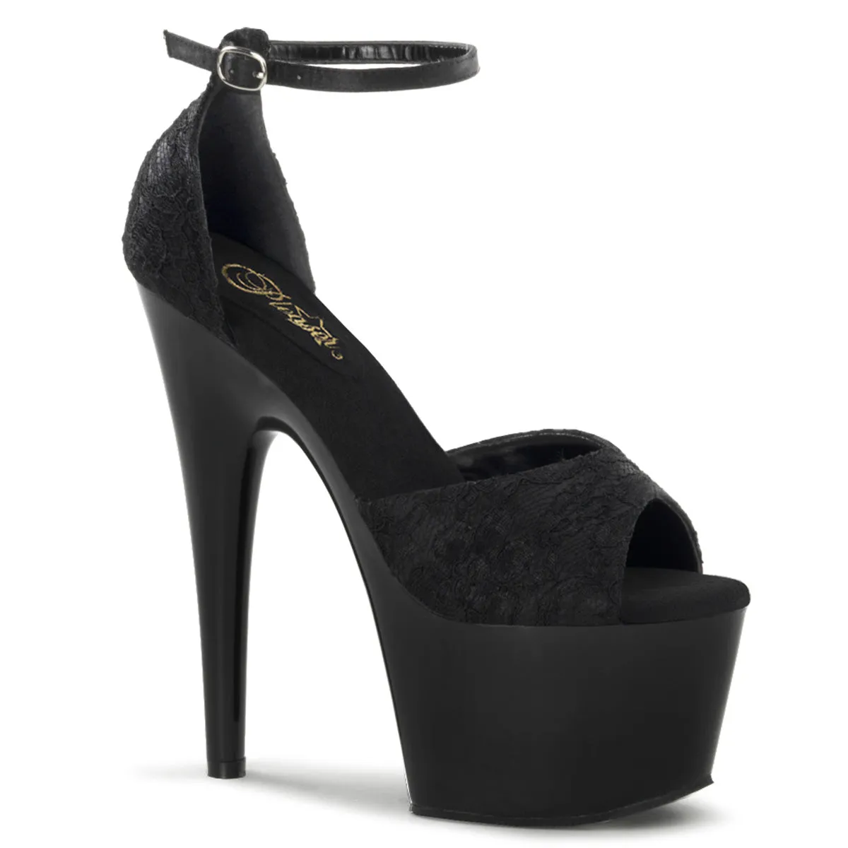 ADORE-768 Pleaser Black Satin Sexy Platform Shoes (Pole Dancing Heels)