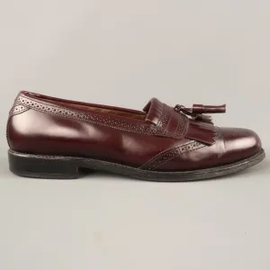 ALLEN EDMONDS Size 9.5 Burgundy Brogue Leather Eyelash Tassel BRIDGETON Loafers