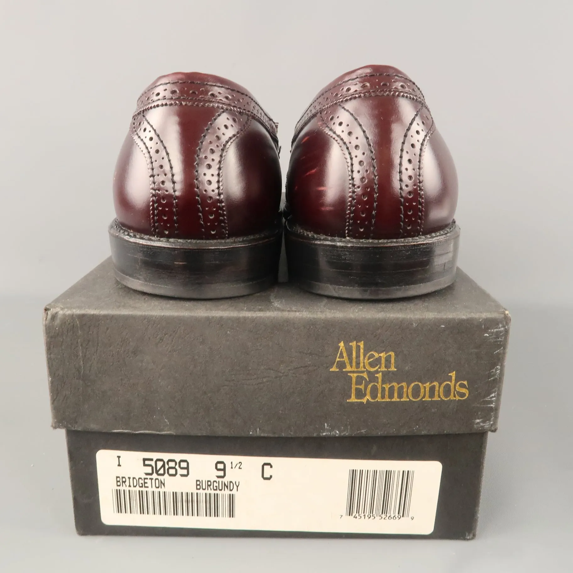 ALLEN EDMONDS Size 9.5 Burgundy Brogue Leather Eyelash Tassel BRIDGETON Loafers