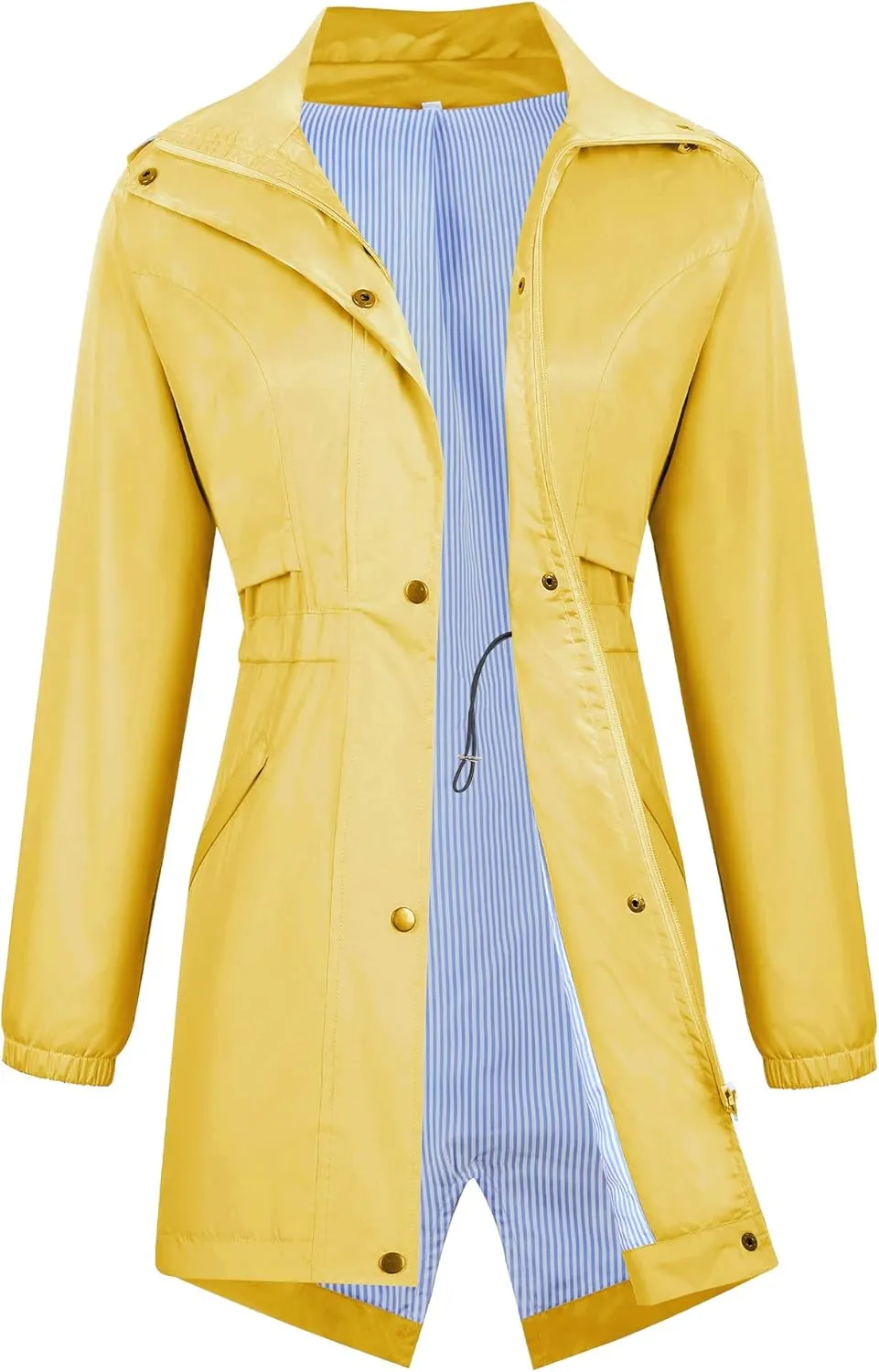 Avoogue Womens Raincoats Waterproof Cinch Waist Breathable All Weather Jacket Long