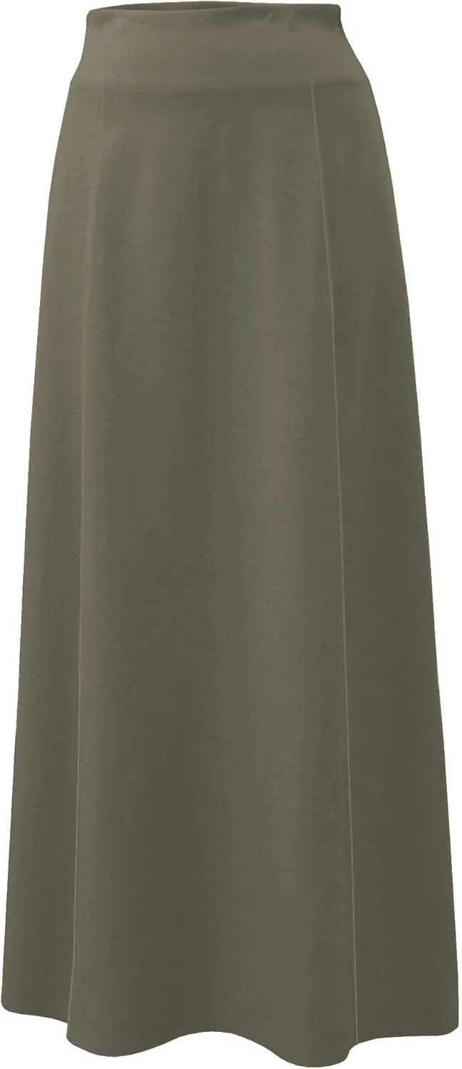 Baby'O Women's Stretch Cotton Knit Panel Maxi A-Line Skirt