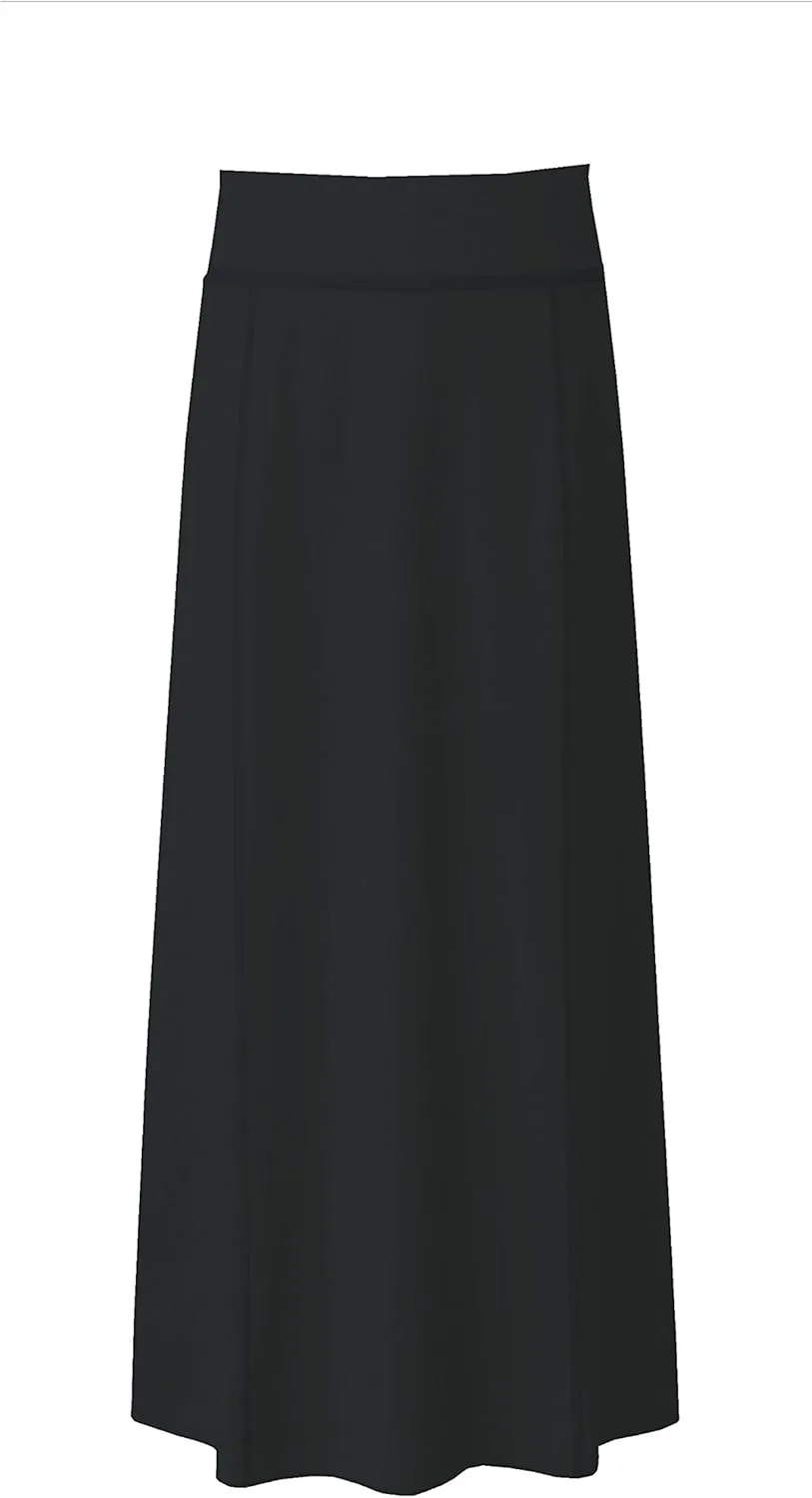 Baby'O Women's Stretch Cotton Knit Panel Maxi A-Line Skirt