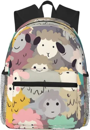 Backpack for Men Women Casual Daypack Cute colorful sheep cartoon pattern Laptop Backpack Lightweight Travel Backpack for Work Hiking