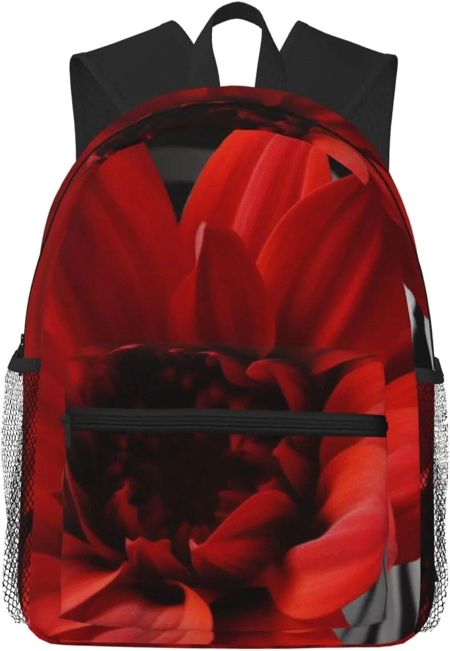 Backpack for Men Women Casual Daypack Red Flower Laptop Backpack Lightweight Travel Backpack for Work Hiking