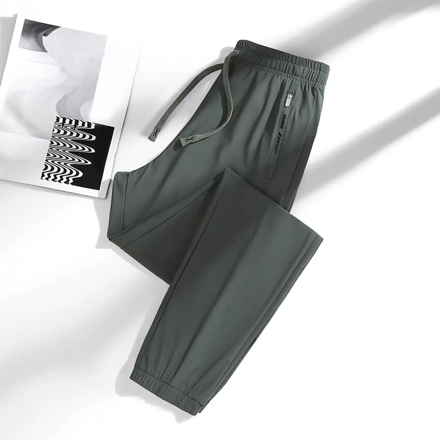 Beeswan Pants for Women Stretch Breathable Quick Drying Baggy Pants Athletic Cinch Bottom Pant with Zipper Pockets