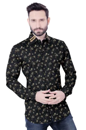 Black and Brown Floral Cotton Shirt