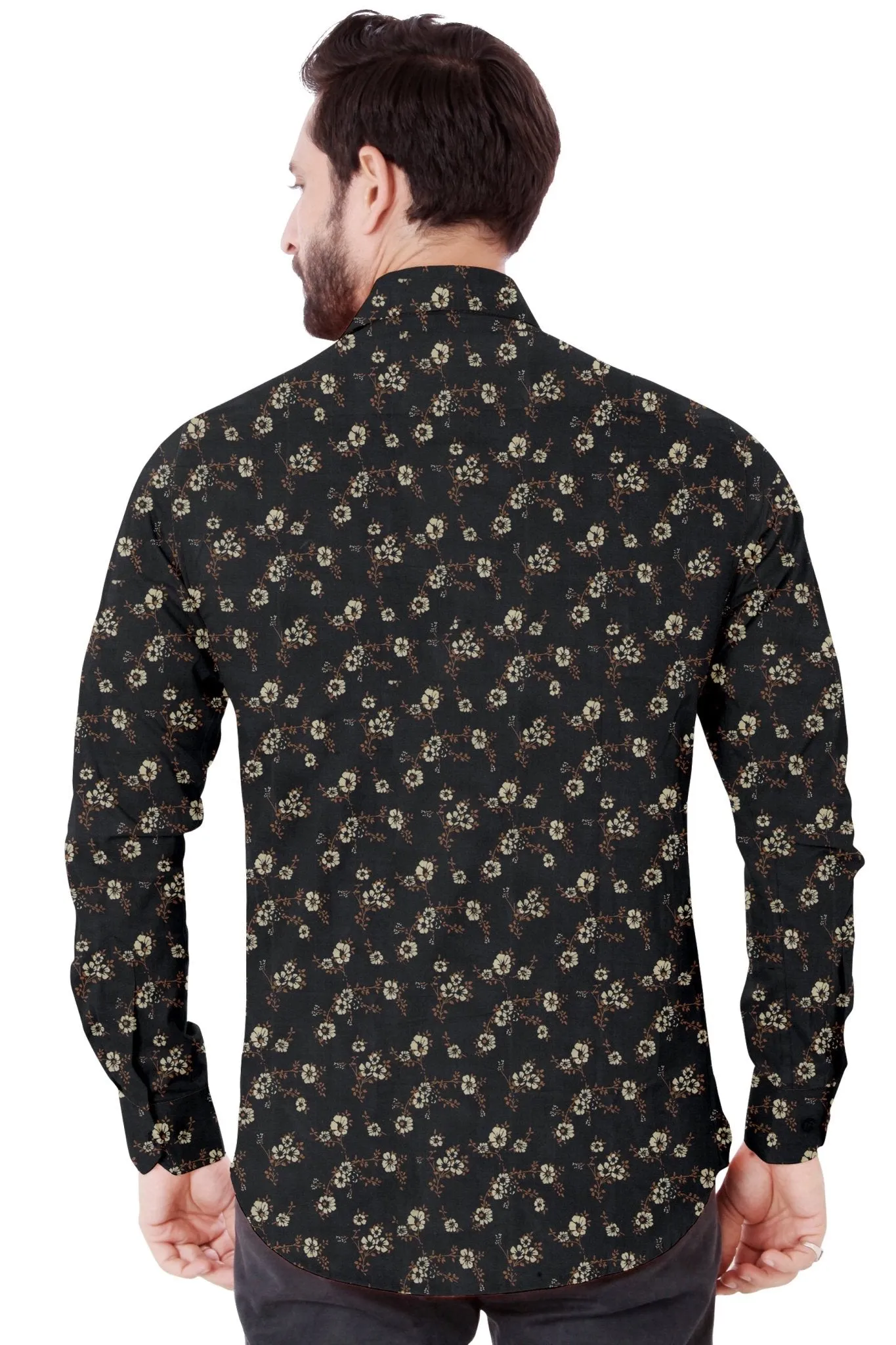 Black and Brown Floral Cotton Shirt