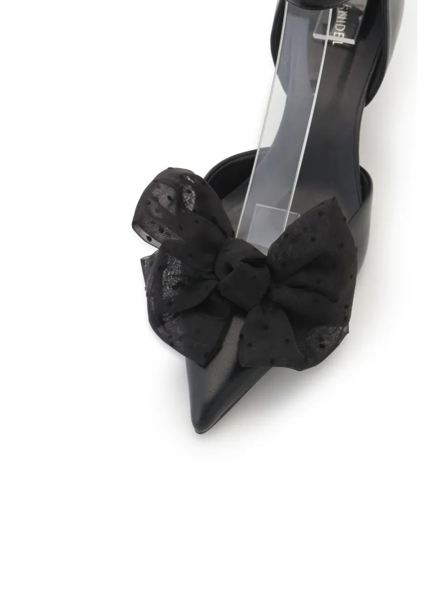 Black Bow Ankle Strap Pointed Toe Heels