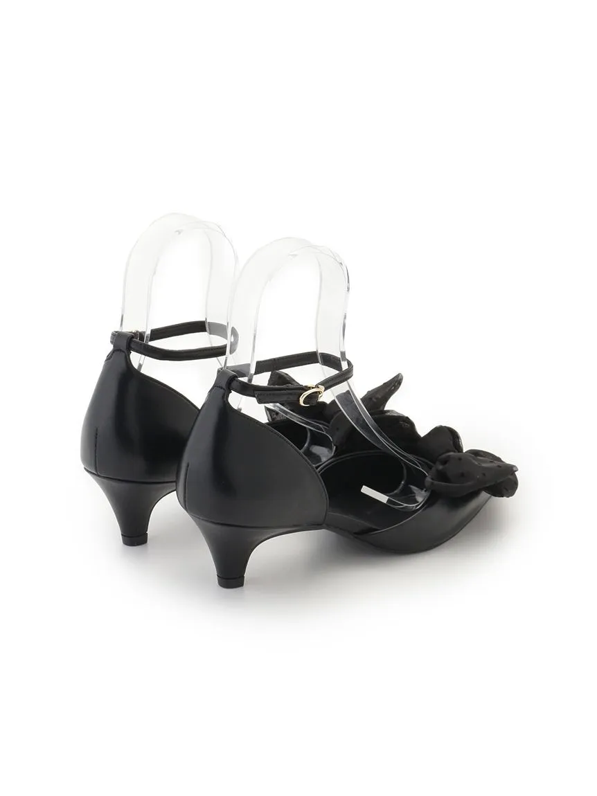 Black Bow Ankle Strap Pointed Toe Heels
