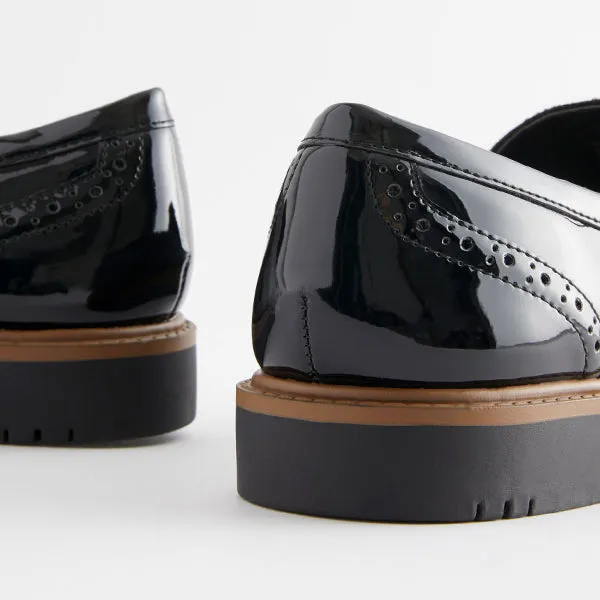 Black Forever Comfort® Brogue Detail Chunky Sole Loafers