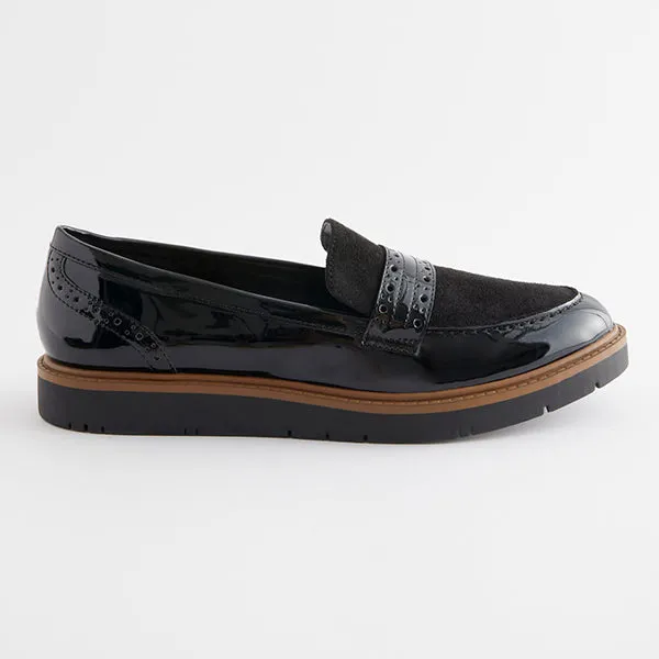 Black Forever Comfort® Brogue Detail Chunky Sole Loafers