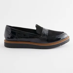 Black Forever Comfort® Brogue Detail Chunky Sole Loafers