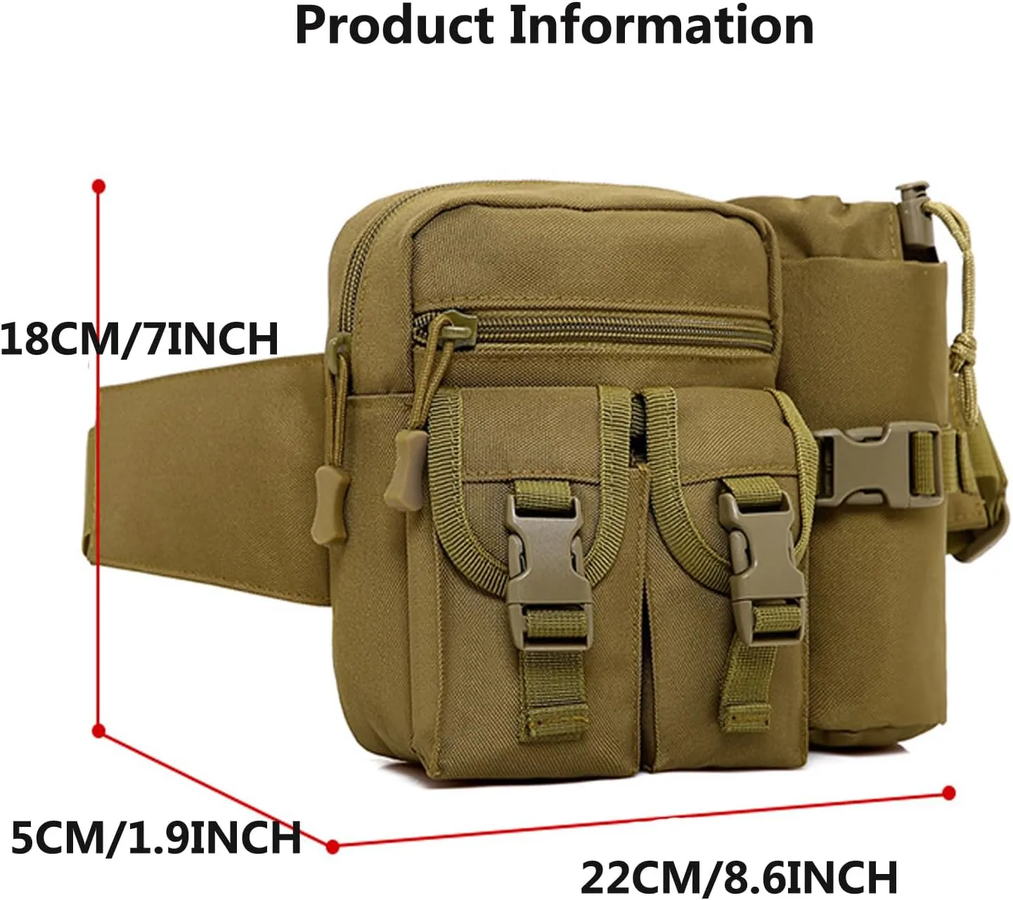 BLEMO Hiking Waist Bag for Women Fanny Pack for Men with Detachable Water Bottle Holder for Cycling Camping Climbing Hiking Trekking Running Hunting F