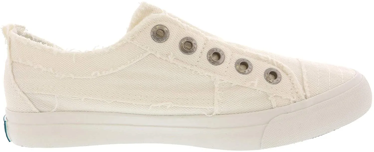 Blowfish Malibu Play White Smoked Canvas Slip On Comfort Fashion Sneaker