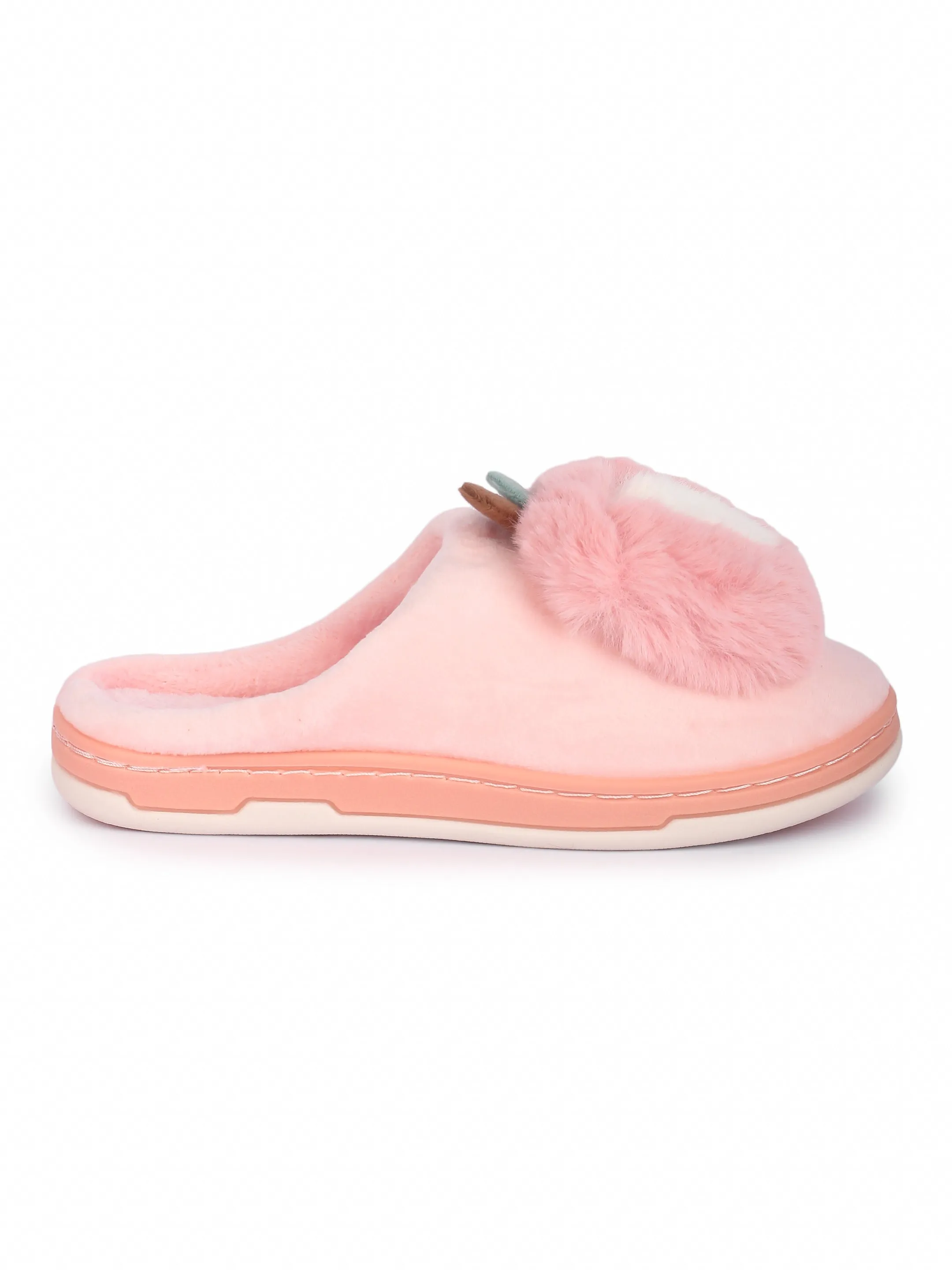 Brauch Women's Peach Apple Furry Winter Slippers
