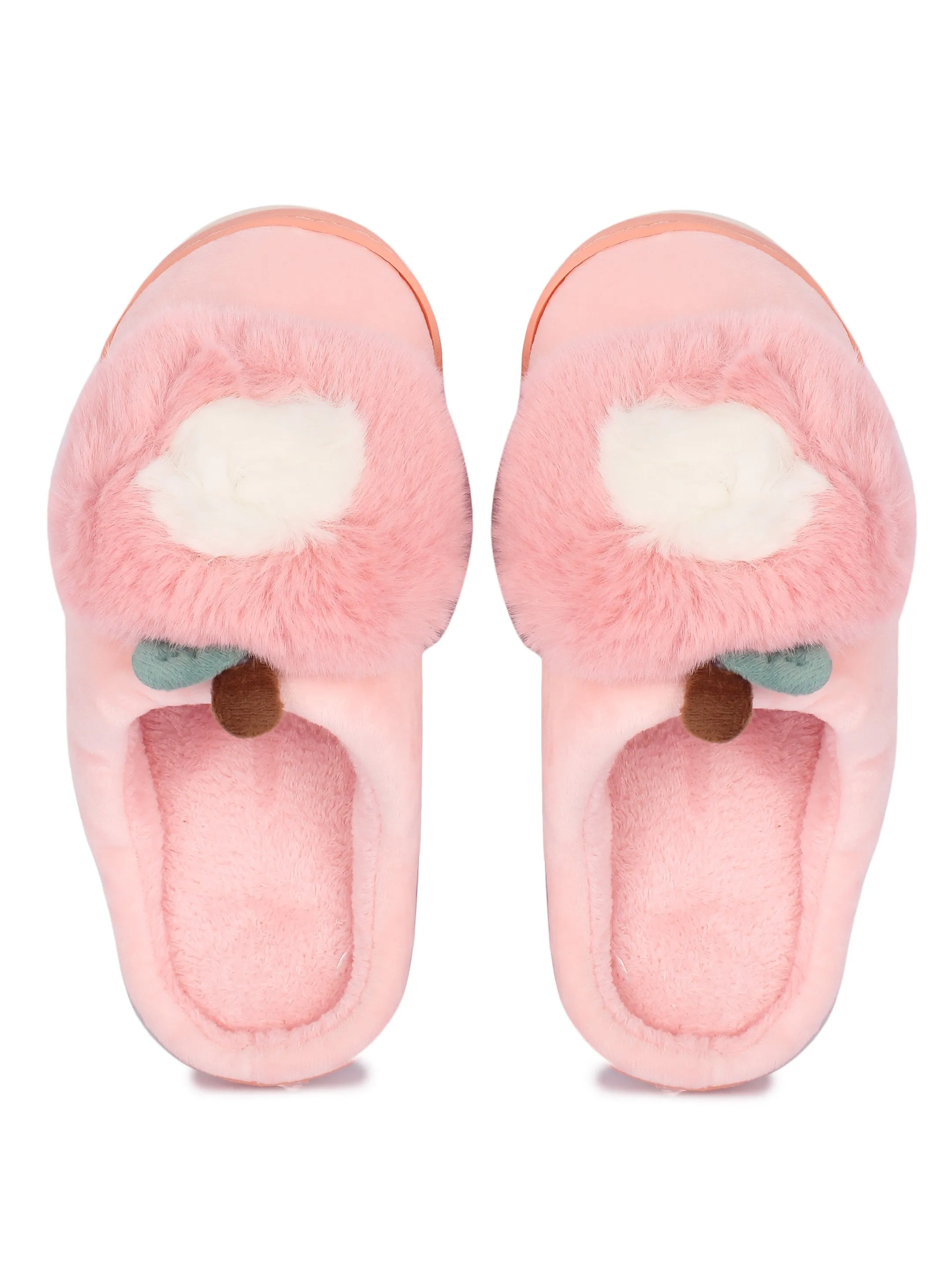 Brauch Women's Peach Apple Furry Winter Slippers