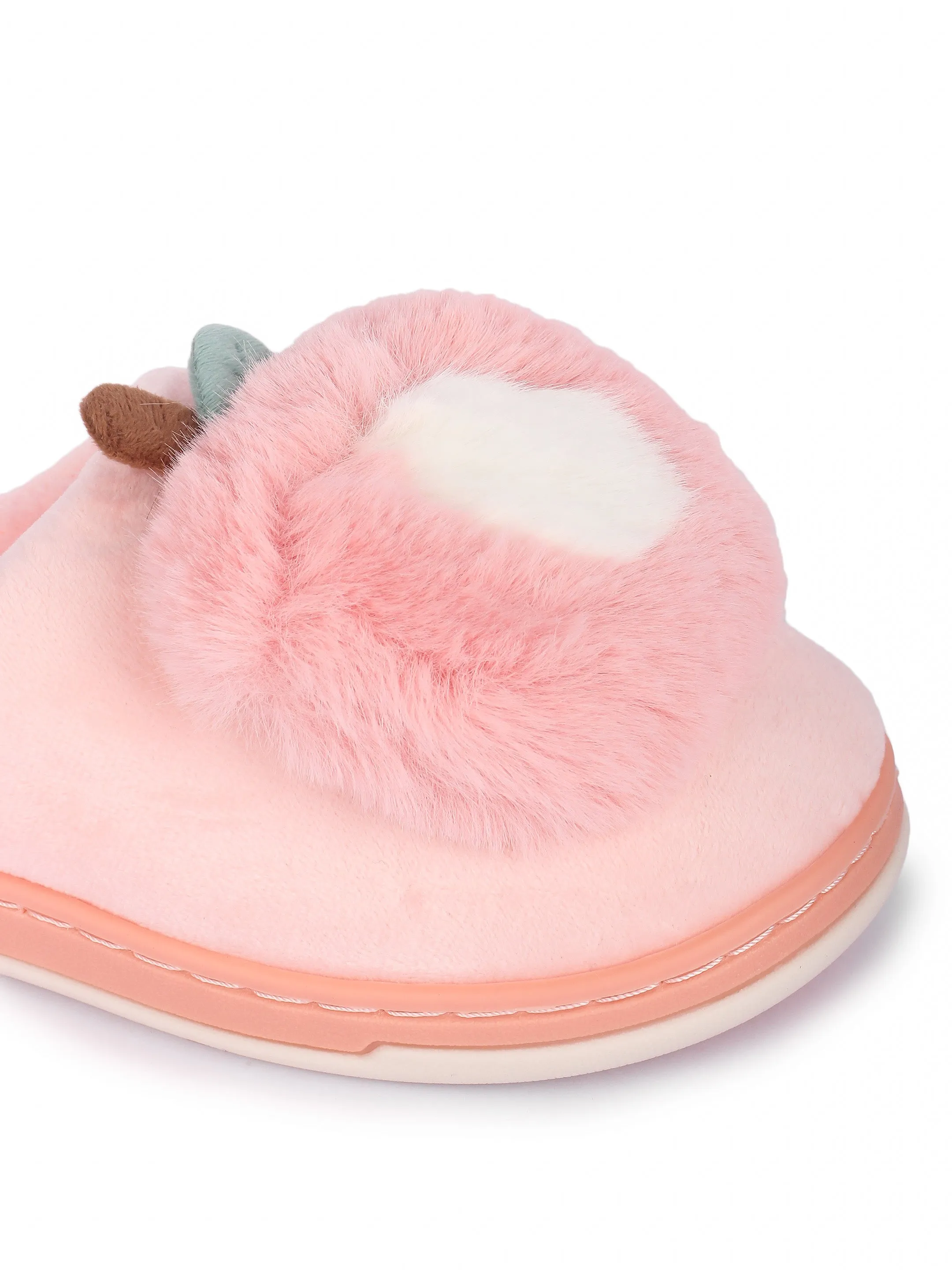 Brauch Women's Peach Apple Furry Winter Slippers