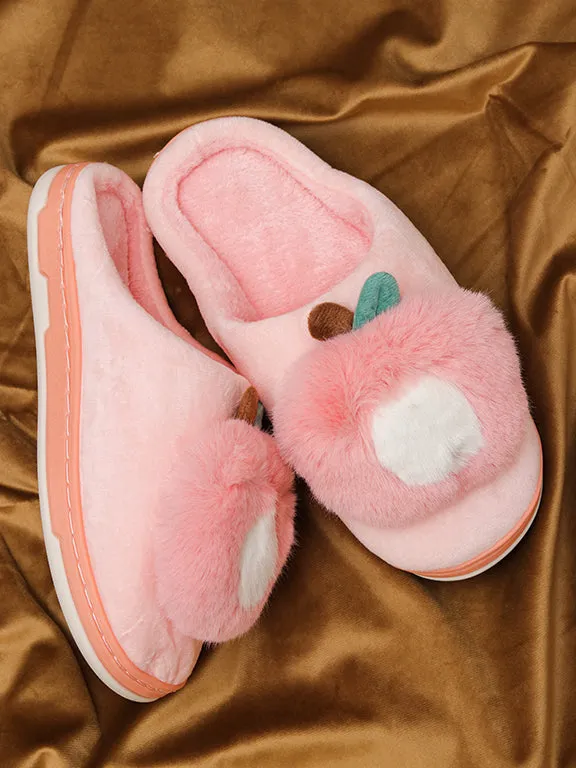Brauch Women's Peach Apple Furry Winter Slippers