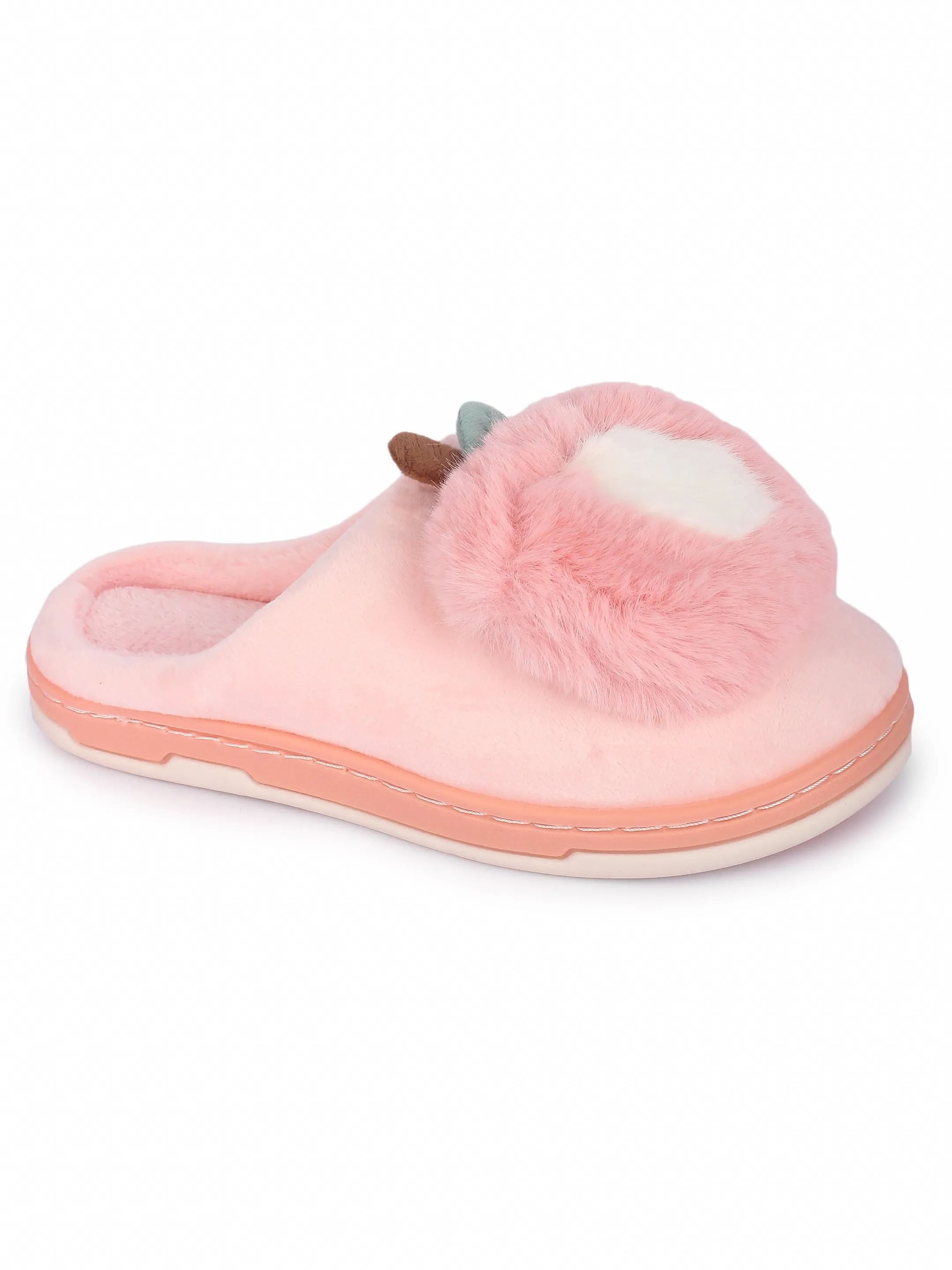 Brauch Women's Peach Apple Furry Winter Slippers