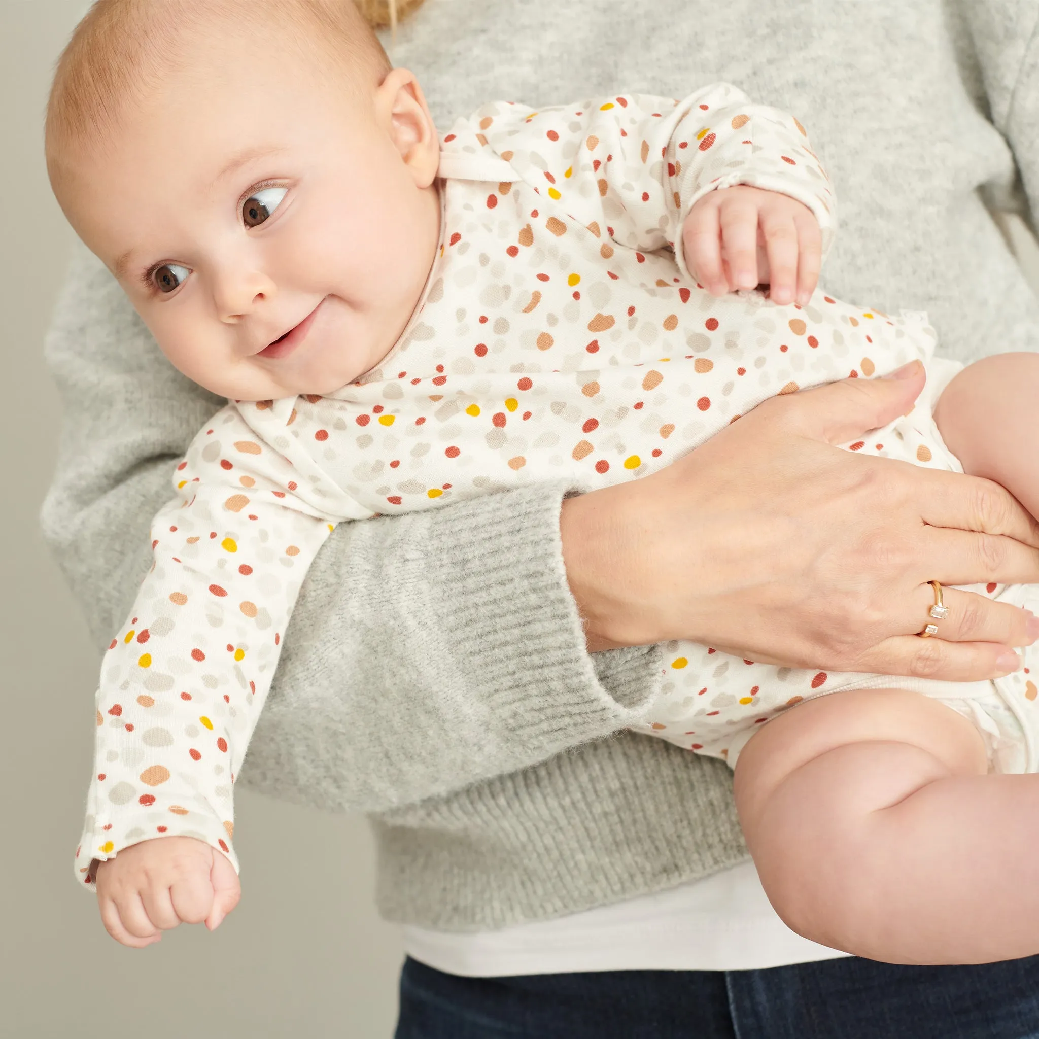 Caramel  Stripe & Pebble Long Sleeve Bodysuit 4 Pack