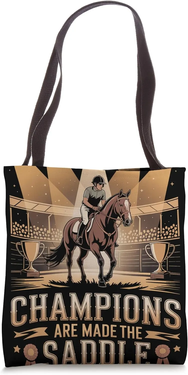 Champions are Made in the Saddle Equestrian Tote Bag