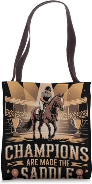 Champions are Made in the Saddle Equestrian Tote Bag