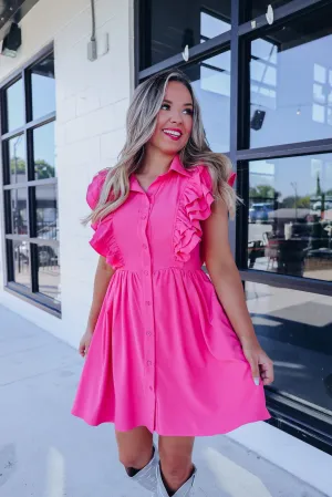 Chic Harmony Ruffle Mini Dress - Pink