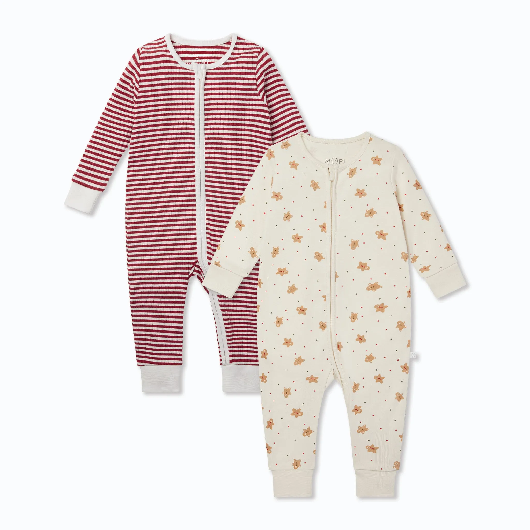 Christmas Zip-Up Sleepsuit 2 Pack