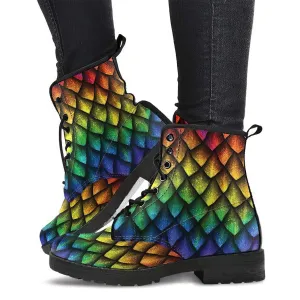 Combat Boots for Women - Dragon 4 Handcrafted Boots | Unique Custom Faux Leather Shoes, Cruelty-free Vegan Handmade Lace Up