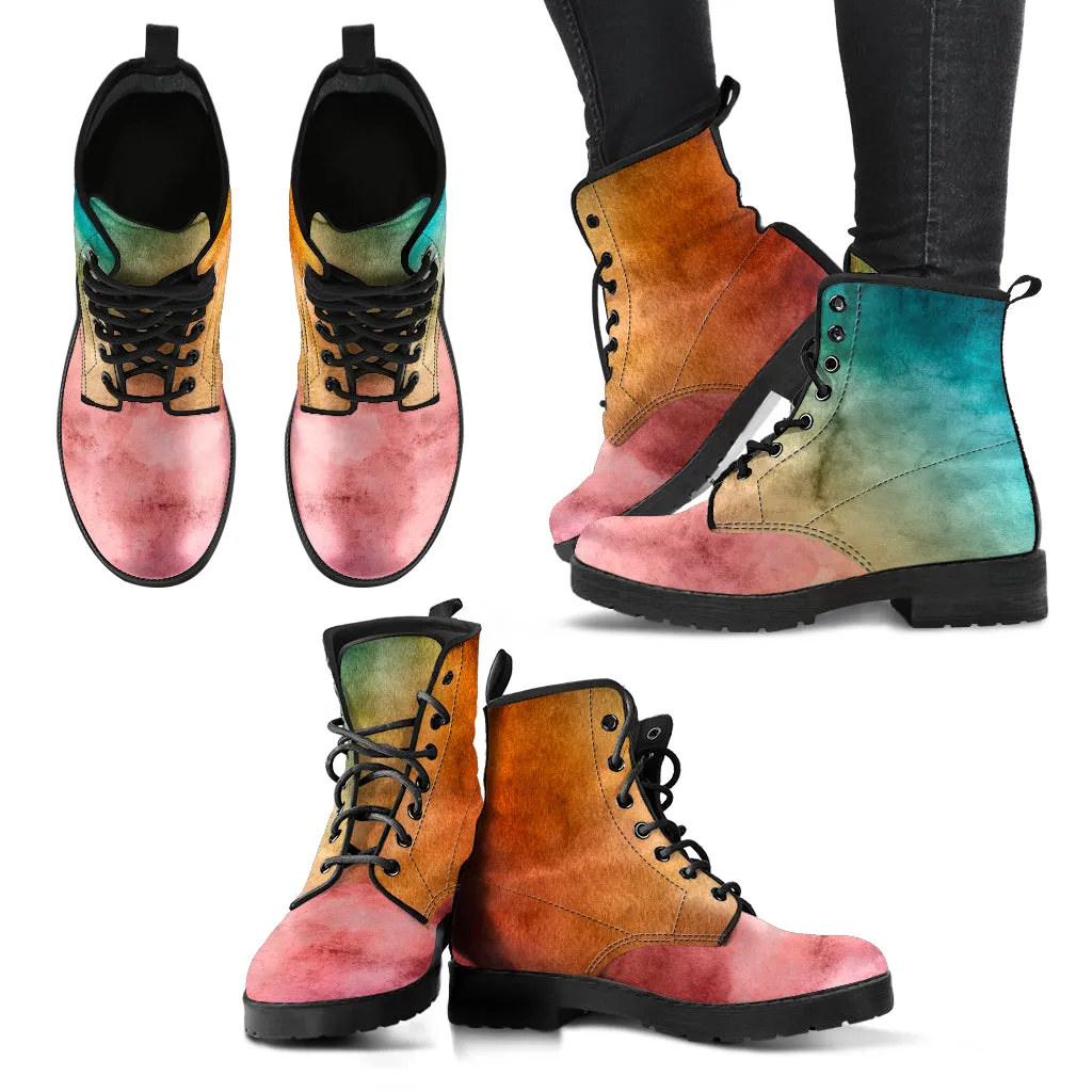 Combat Boots for Women - Grunge P11 | Unique Custom Faux Leather Shoes, Cruelty-free Vegan Handmade Lace Up