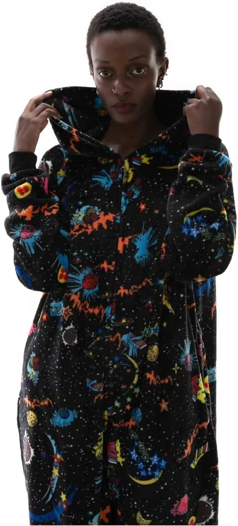 COSUSKET Snug Fit Flannel Onesie Pajamas for Women Tie Dye Costume