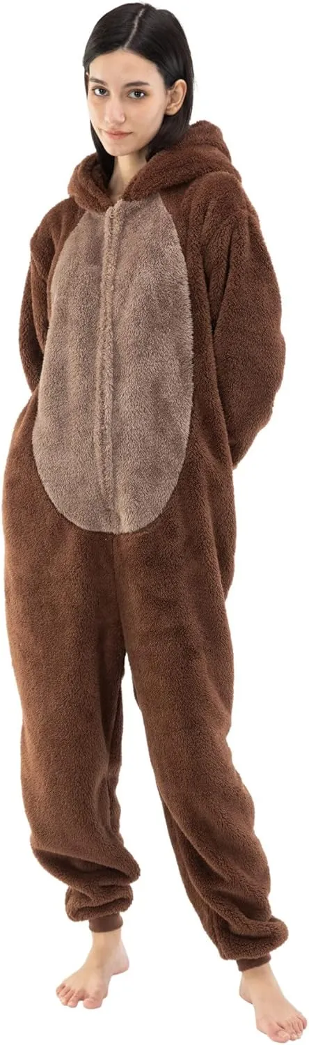 COSUSKET Snug Fit Unisex Adult Onesie Pajamas, Flannel Cosplay Animal One Piece Halloween Costume Sleepwear Homewear