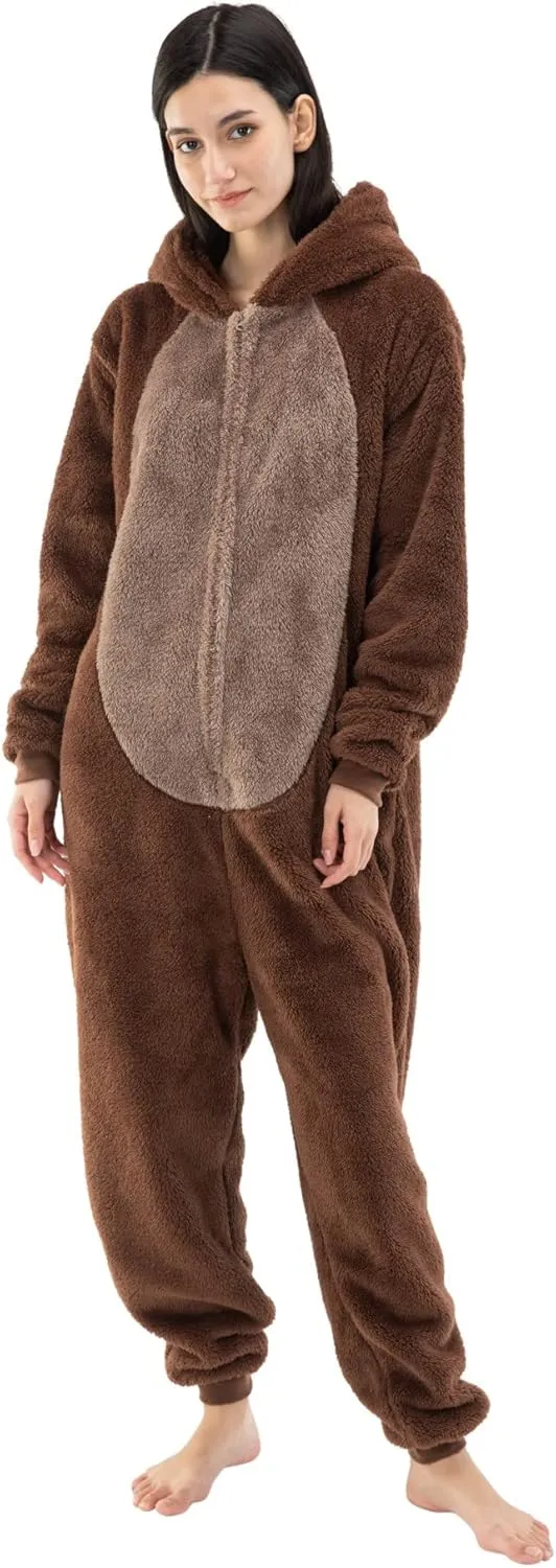 COSUSKET Snug Fit Unisex Adult Onesie Pajamas, Flannel Cosplay Animal One Piece Halloween Costume Sleepwear Homewear