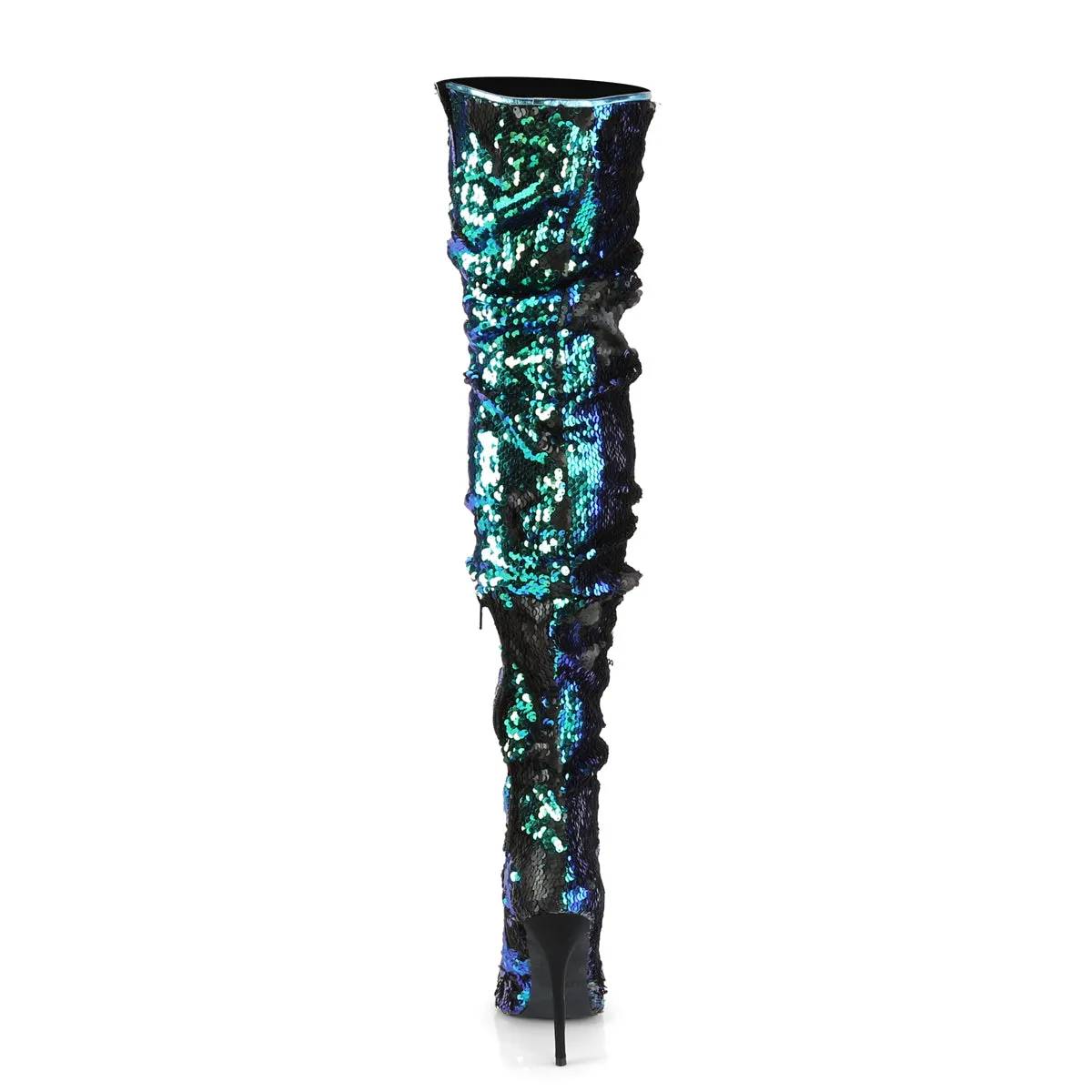 COURTLY-3011 Pleaser Green Iridescent Sequins Sexy Single Sole Shoes (Fetish Footwear)