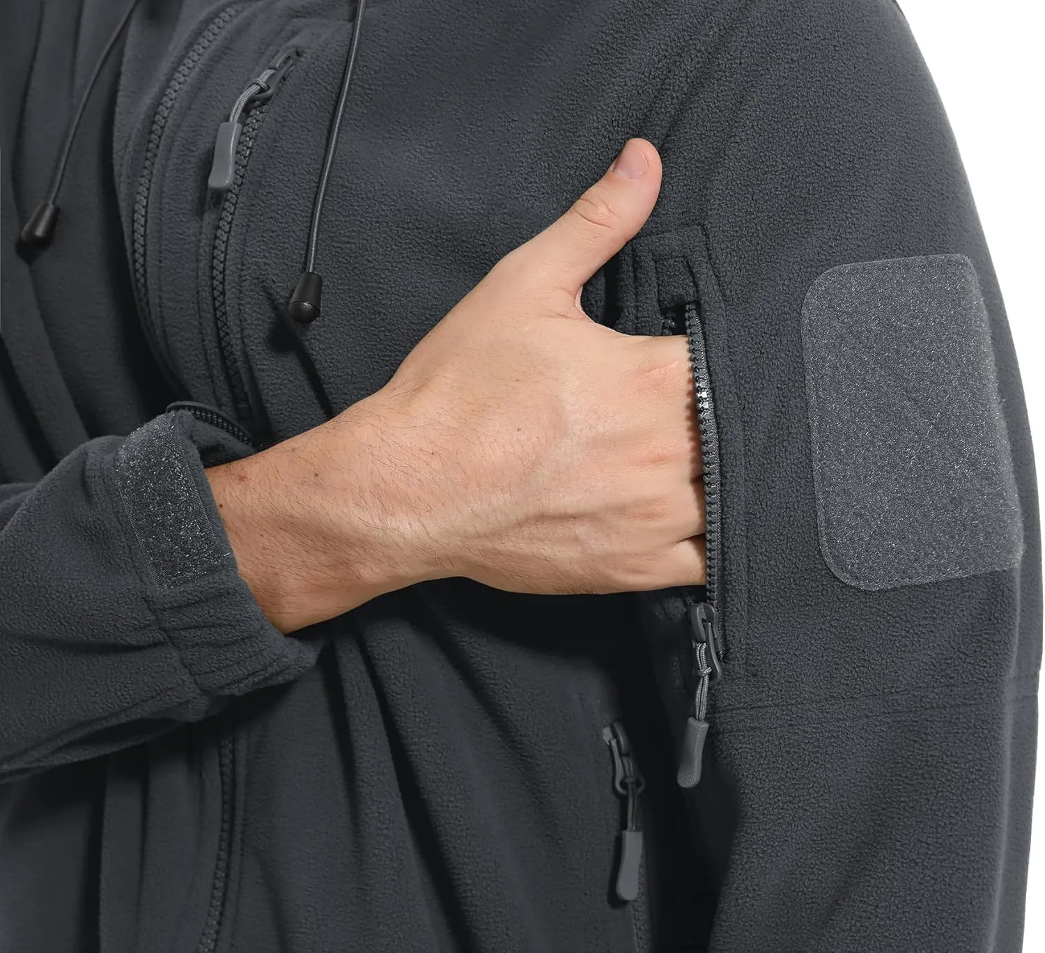 CRYSULLY Men's Fleece Hoodie Jacket Winter Tactical Military Windproof Jackets Coat