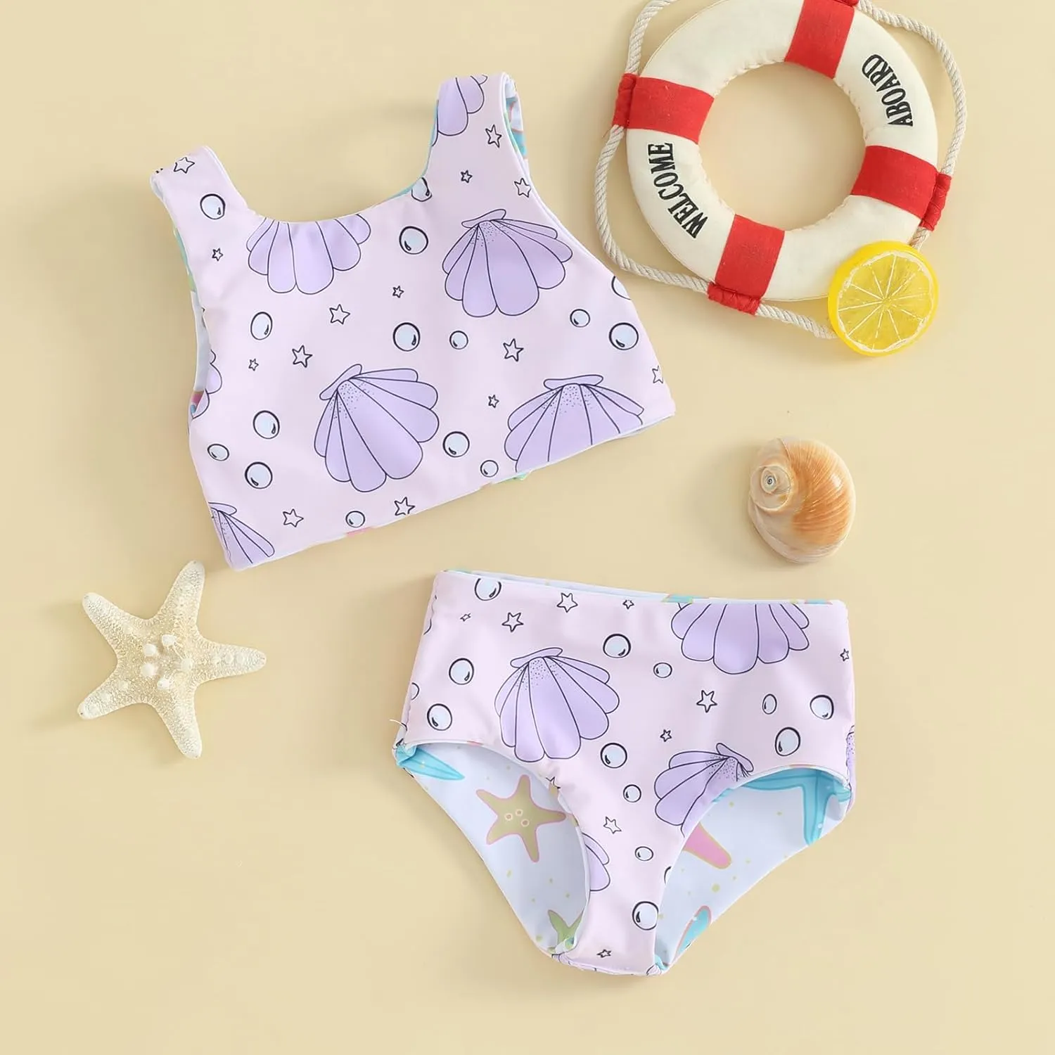Dcohmch Toddler Girl Swimsuit 2t 3t 4t Pattern Floral Print Bikini Two Piece Bathing Suits Baby Girls Swimwear