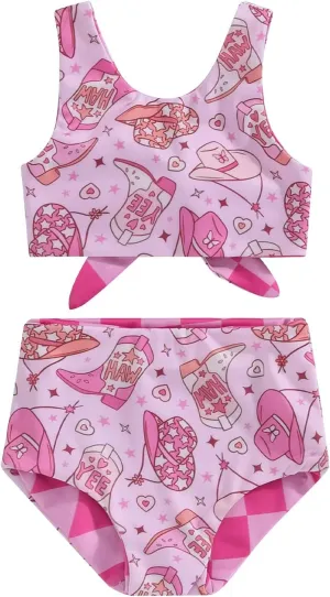 Dcohmch Toddler Girl Swimsuit 2t 3t 4t Pattern Floral Print Bikini Two Piece Bathing Suits Baby Girls Swimwear