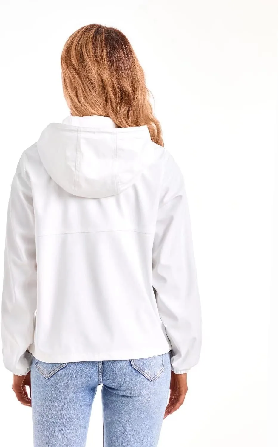 DIASHINY Fall Hooded Loose Jacket For Women, Zip Up Rain Coat Windbreaker