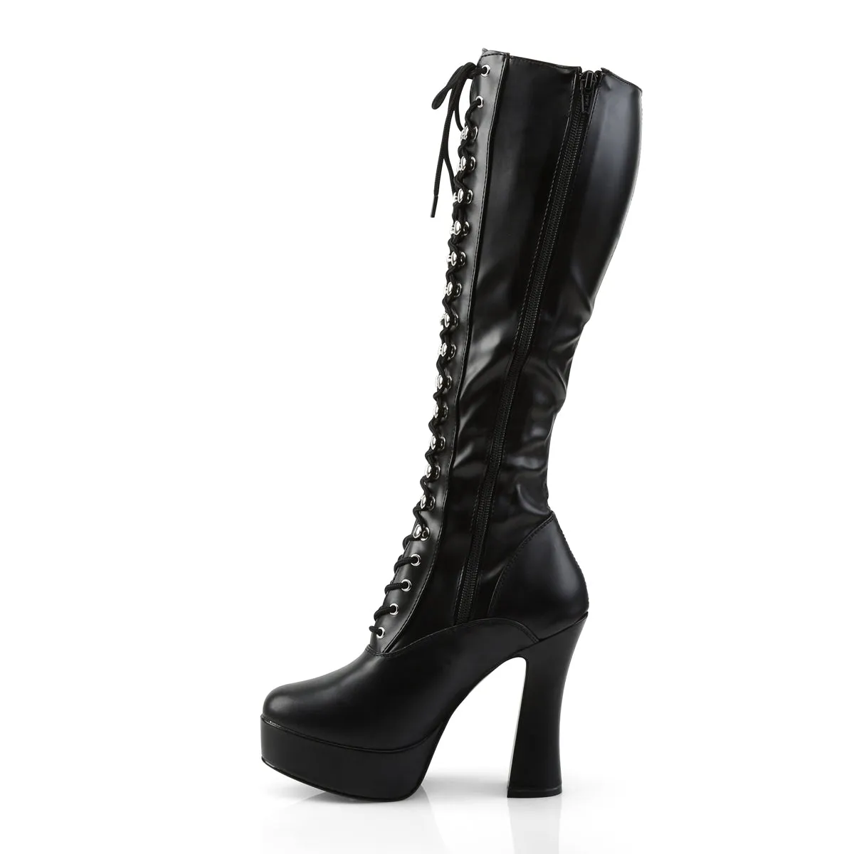 ELECTRA-2023 Pleaser Black Faux Leather Sexy Platform Shoes (Pole Dancing Heels)