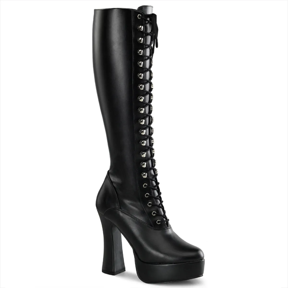 ELECTRA-2023 Pleaser Black Faux Leather Sexy Platform Shoes (Pole Dancing Heels)