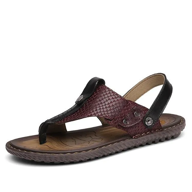 Fashion Genuine Leather Outdoor Beach Men's Sandals Flip-flops
