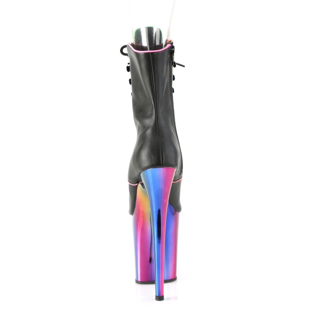 FLAMINGO-1021RC-02 Pleaser Black/Rainbow Chrome Sexy Platform Shoes (Pole Dancing Heels)