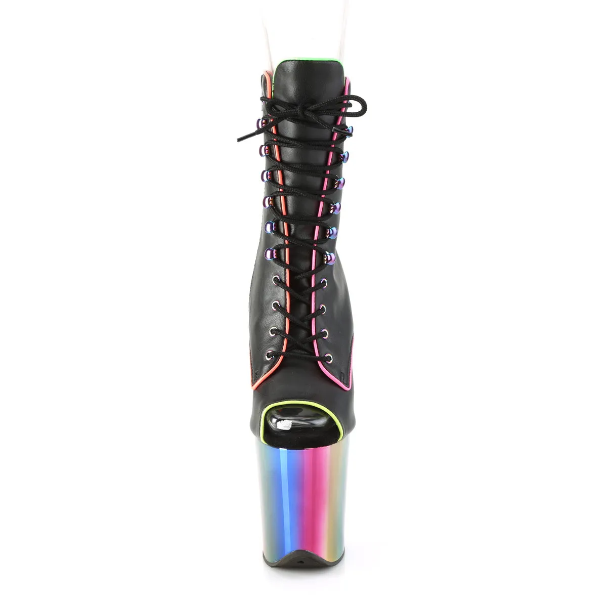 FLAMINGO-1021RC-02 Pleaser Black/Rainbow Chrome Sexy Platform Shoes (Pole Dancing Heels)