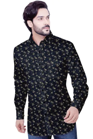 Floral Navy Printed Cotton Shirt