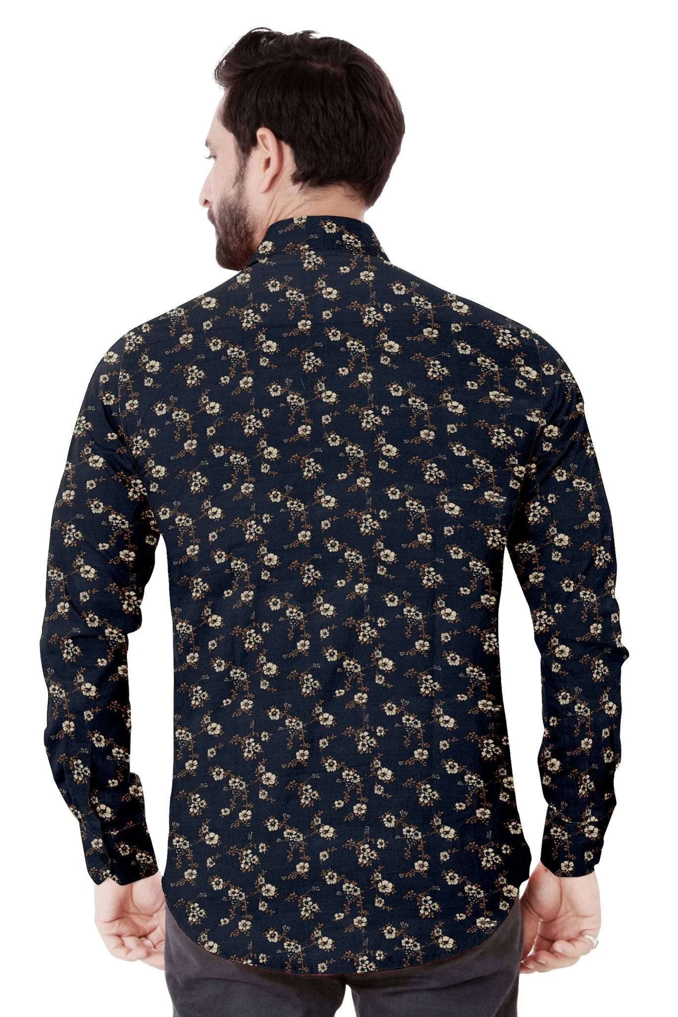 Floral Navy Printed Cotton Shirt