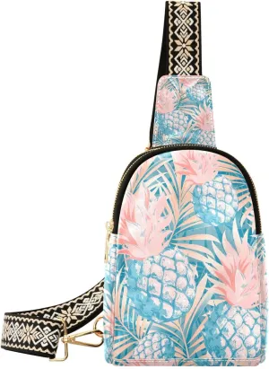 Fruits Small Sling Bag for Women,Leather Fanny Pack,Crossbody Waist Bag With Adjustable Guitar Strap