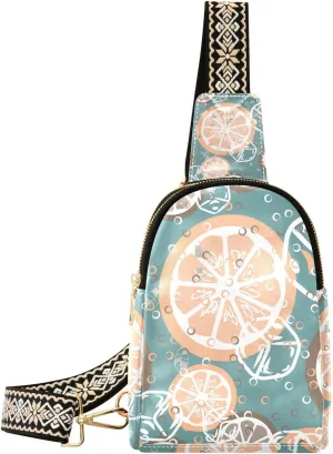 Fruits Small Sling Bag for Women,Leather Fanny Pack,Crossbody Waist Bag With Adjustable Guitar Strap
